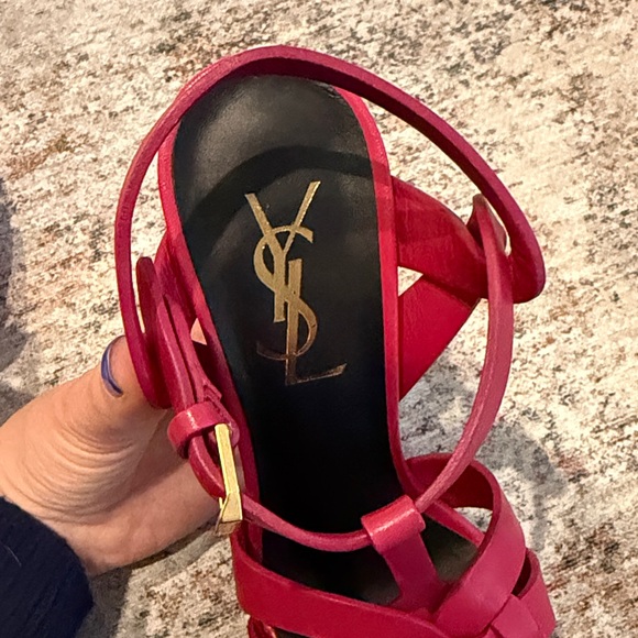 Yves Saint Laurent High tribute Fuchsia Strappy Heels size 34,5 - Picture 7 of 8